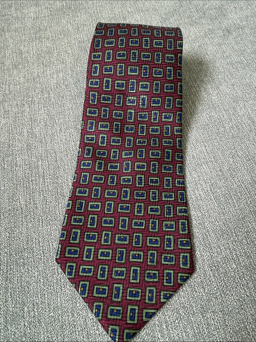 Polo by Ralph Lauren Men's Burgundy Geometric Silk Tie Classic Pattern